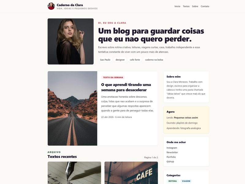 Prévia de blog pessoal